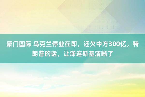 豪门国际 乌克兰停业在即，还欠中方300亿，特朗普的话，让泽连斯基清晰了