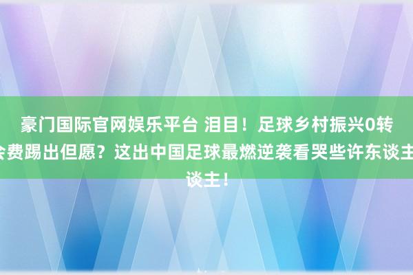 豪门国际官网娱乐平台 泪目！足球乡村振兴0转会费踢出但愿？这出中国足球最燃逆袭看哭些许东谈主！
