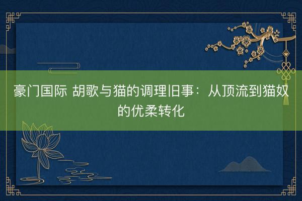 豪门国际 胡歌与猫的调理旧事：从顶流到猫奴的优柔转化